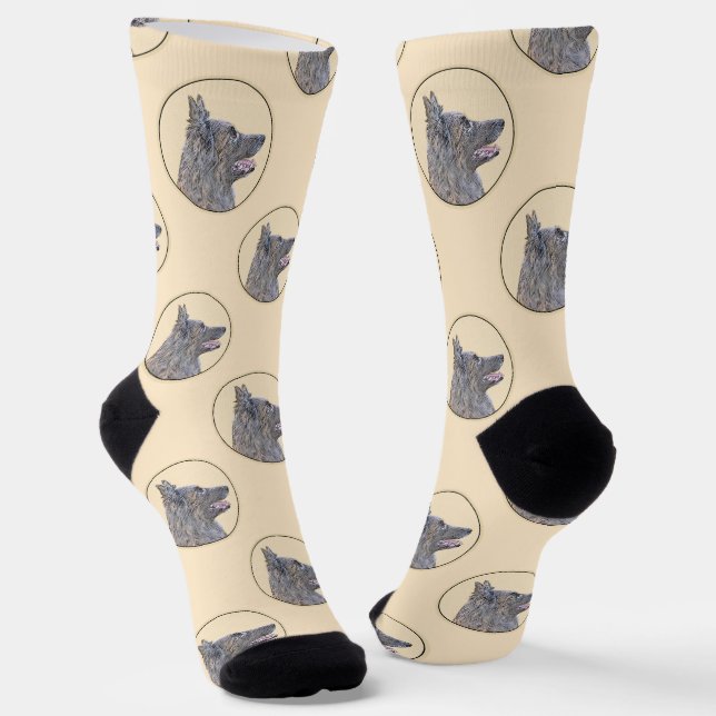 Belgian Tervuren Shepherd Mahogany Painting Art Socks (Angled)