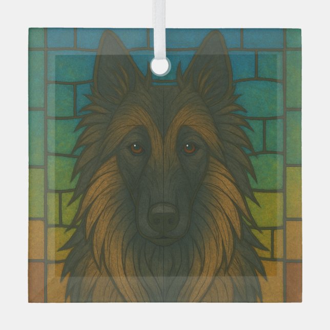 Belgian Tervuren "Stained Glass" Glass Tree Decoration (Front)