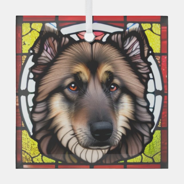 Belgian Tervuren "Stained Glass" Glass Tree Decoration (Front)