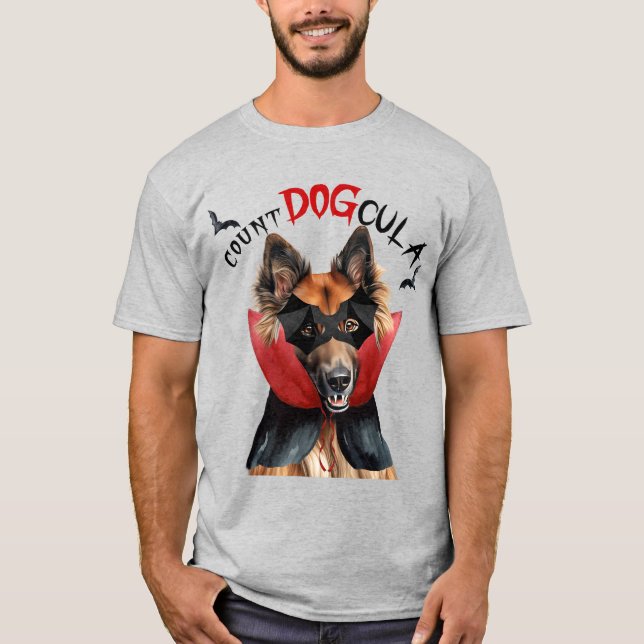 Belgian Tervuren Vampire Dog Funny Halloween T-Shirt (Front)