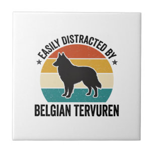 Belgian Tervuren Vintage Dog Lover Shirt Design_1 Ceramic Tile