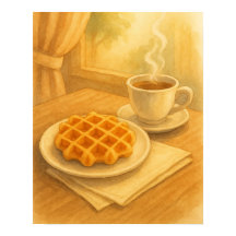 Belgian Waffle & Coffee Poster – Cosy Café Scene