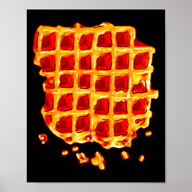 Belgian Waffle Syrup Breakfast Food Snack Waffle L Poster (Front)