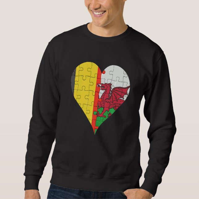 Belgian Welsh Flag Heart Sweatshirt (Front)