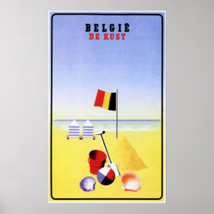 BELGIE DE KUST Belgium Coast Sandy Beaches Tourism Poster