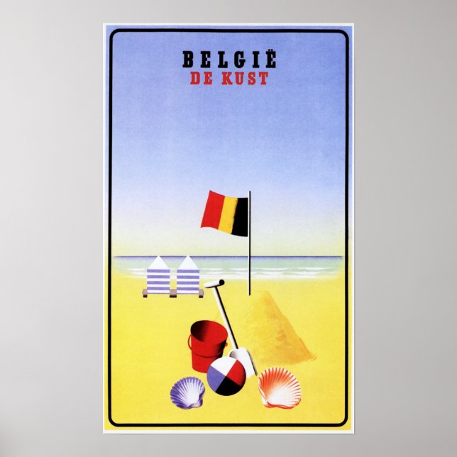BELGIE DE KUST Belgium Coast Sandy Beaches Tourism Poster (Front)