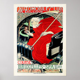Belgique Automobile Club Art Nouveau Georges Gaudy Poster