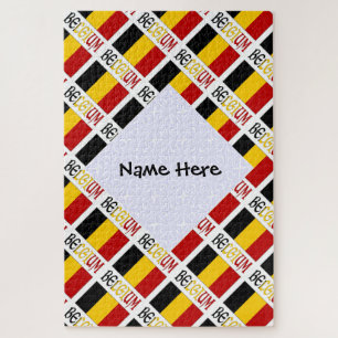 Belgium and Belgian Flag Tiled with Your Name Jigsaw Puzzle