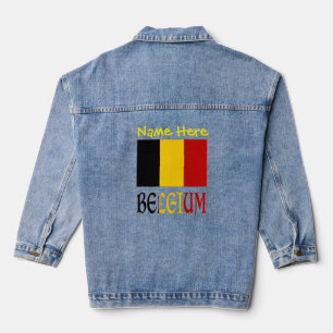 Belgium and Belgian Flag Yellow Personalisation Denim Jacket