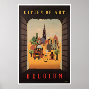 Belgium Art Print Travel Poster City Of Art Sign