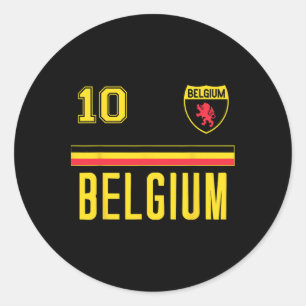Belgium Belgian Flag #10 Football Soccer Jersey Classic Round Sticker