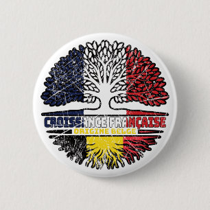 Belgium Belgian French France Tree Roots Flag 6 Cm Round Badge