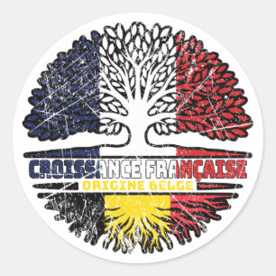 Belgium Belgian French France Tree Roots Flag Classic Round Sticker