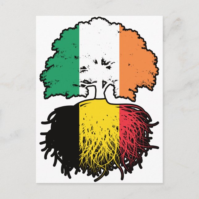 Belgium Belgian Irish Ireland Tree Roots Flag Postcard (Front)