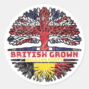 Belgium Belgian Uk United Kingdom British Tree Classic Round Sticker