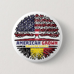 Belgium Belgian US American USA United States Tree 6 Cm Round Badge