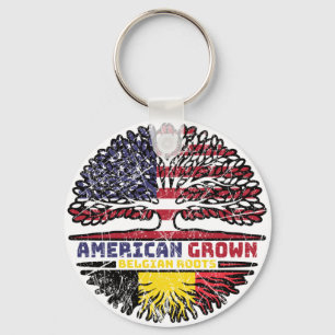 Belgium Belgian US American USA United States Tree Key Ring