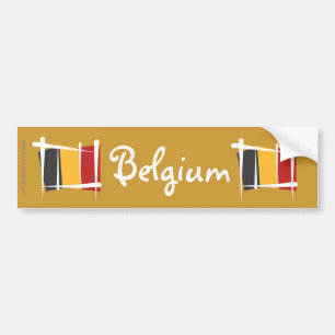 Belgium Brush Flag Bumper Sticker