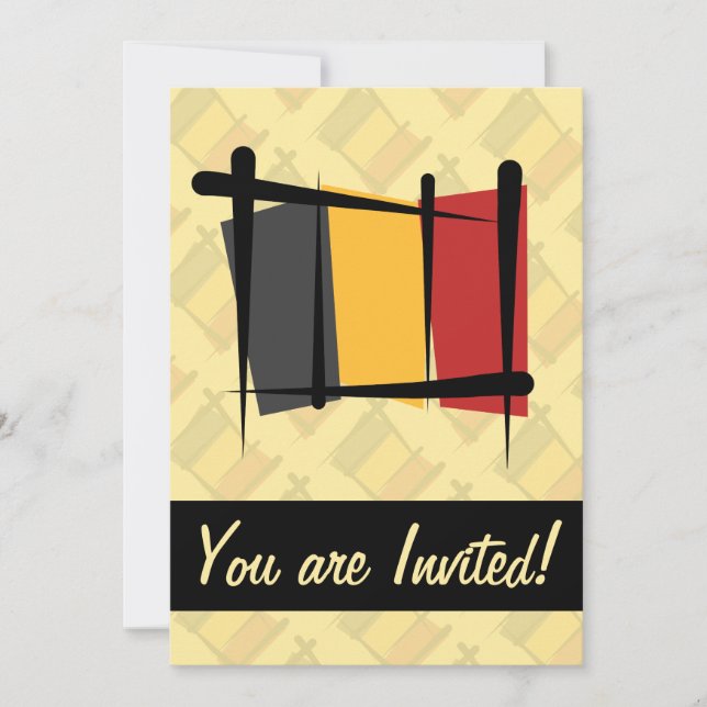 Belgium Brush Flag Invitation (Front)