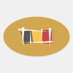Belgium Brush Flag Oval Sticker