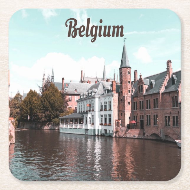Belgium Brussels Canal Square Paper Coaster (Front)