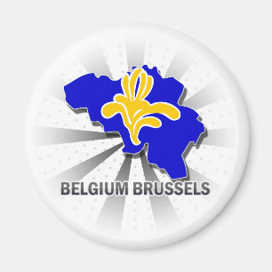 Belgium Brussels Flag Map 2.0 Magnet