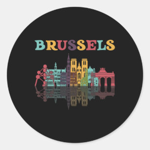 Belgium Brussels Travel Family Vacation Europian T Classic Round Sticker