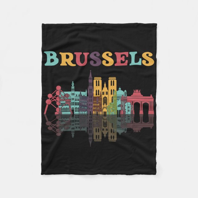 Belgium Brussels Travel Family Vacation Europian T Fleece Blanket (Front)