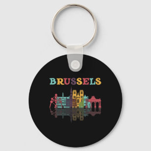 Belgium Brussels Travel Family Vacation Europian T Key Ring