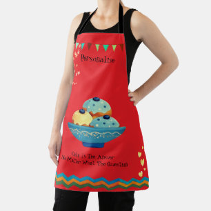 Belgium Buns Cake Quote Bunting Stars Hearts Red  Apron