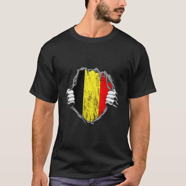 Belgium Chest Belgian Flag Belgique Pride T-Shirt (Front)