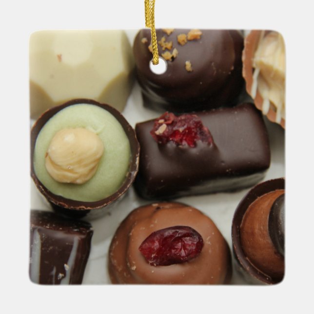 Belgium chocolates ceramic tree decoration (Front)