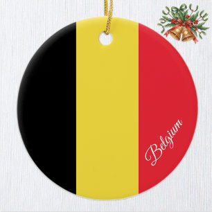 Belgium Christmas Ornament, Belgian Flag Ceramic Ornament