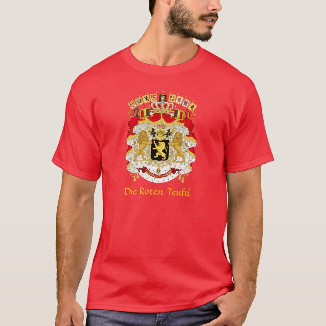 Belgium Coat of Arms Die Roten Teufel T-Shirt (Front)