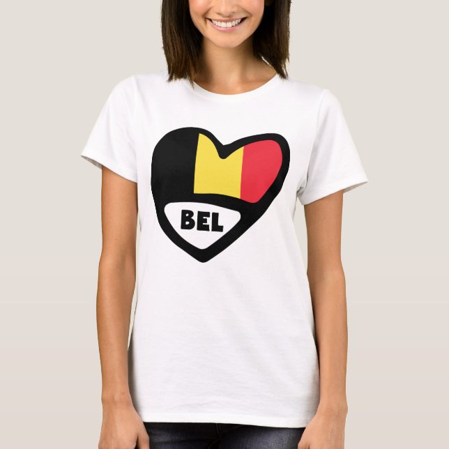 Belgium Country Code Flag Heart BEL T-Shirt (Front)