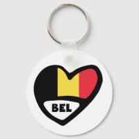 Belgium Country Code Flag Heart Keyring BEL
