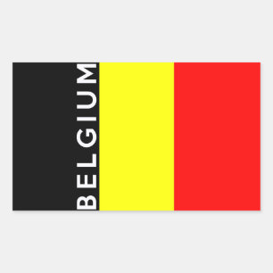 belgium country flag text name rectangular sticker