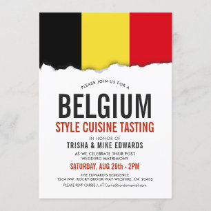Belgium Cuisine   Party Flag White Invite