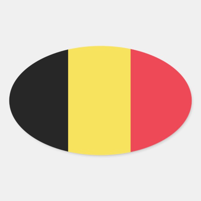 Belgium* Euro-Style Oval Flag Oval Sticker (Front)