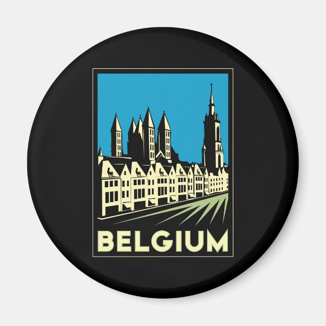 belgium europe art deco retro travel vintage magnet (Front)
