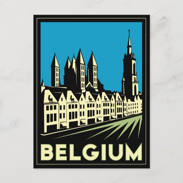 belgium europe art deco retro travel vintage postcard (Front)