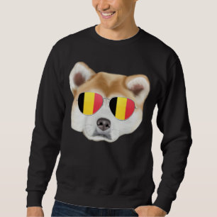 Belgium Flag Akita Dog Belgium Pocket Sweatshirt