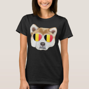Belgium Flag Akita Dog Belgium Pocket T-Shirt