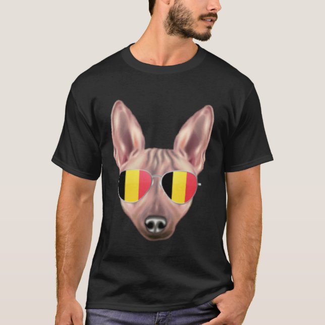 Belgium Flag American Hairless Terrier Dog Belgium T-Shirt (Front)