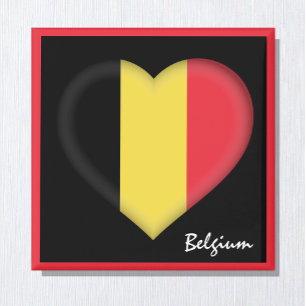 Belgium flag & Belgian Heart travel holiday/sports Magnet