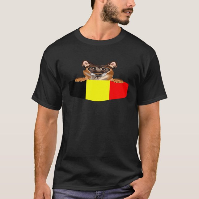 Belgium Flag Belgian Malinoi Dog In Pocket T-Shirt (Front)