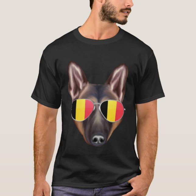 Belgium Flag Belgian Tervuren Dog Belgium Pocket T-Shirt (Front)