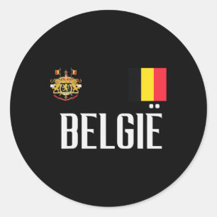 Belgium Flag Belgie Footll Soccer Fan Men Women Ki Classic Round Sticker