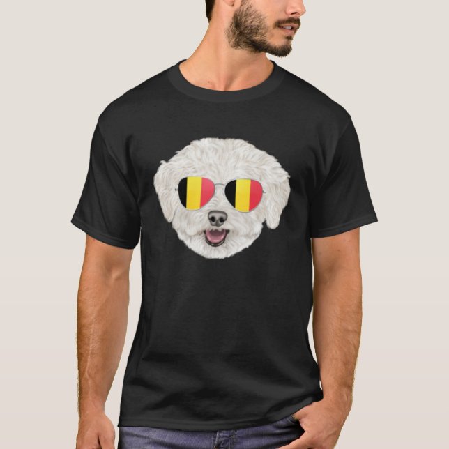 Belgium Flag Bichons Frise Dog Belgium Pocket T-Shirt (Front)