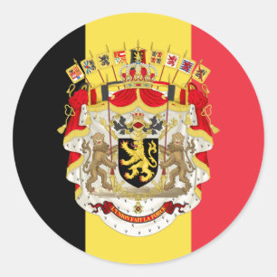 Belgium Flag & COA Classic Round Sticker